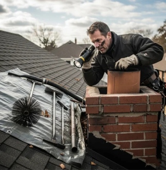 chimney damper replacement Woonsocket technician installing damper