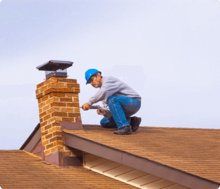 Certified technician performing an annual chimney inspection in Warwick
