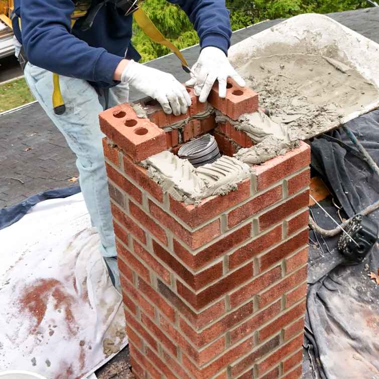 Certified technician repairing chimney fire damage in Warwick