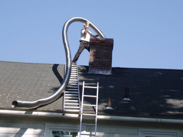 technician performing chimney relining Woonsocket service