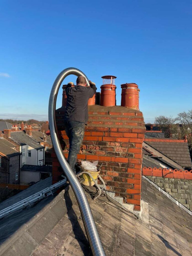 chimney liner replacement Worcester by 5 Star Chimney Service installing new chimney liner safely