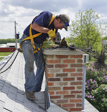 chimney liner inspection in Providence by 5 Star Chimney Service checking chimney liner and fireplace safety