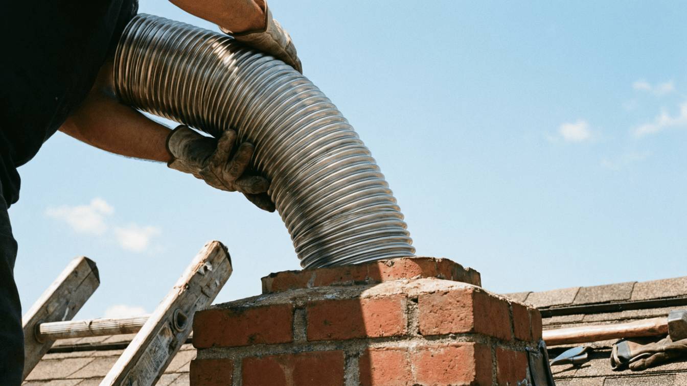 chimney liner cost in Nashua by 5 Star Chimney Service inspecting chimney liner installation and venting system safely